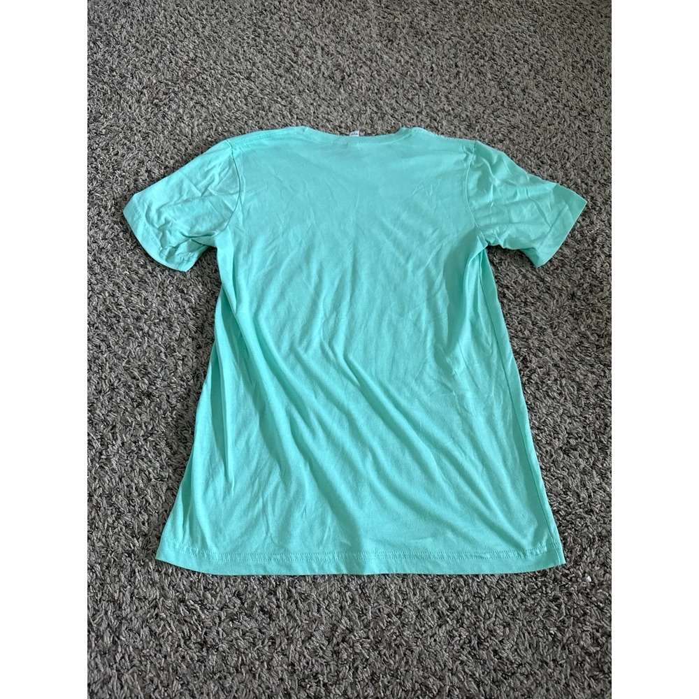 Canvas Women's Teal "Powered‎ by Pixie Dust" Teal Short Sleeve Tee Size Small - Picture 5 of 5